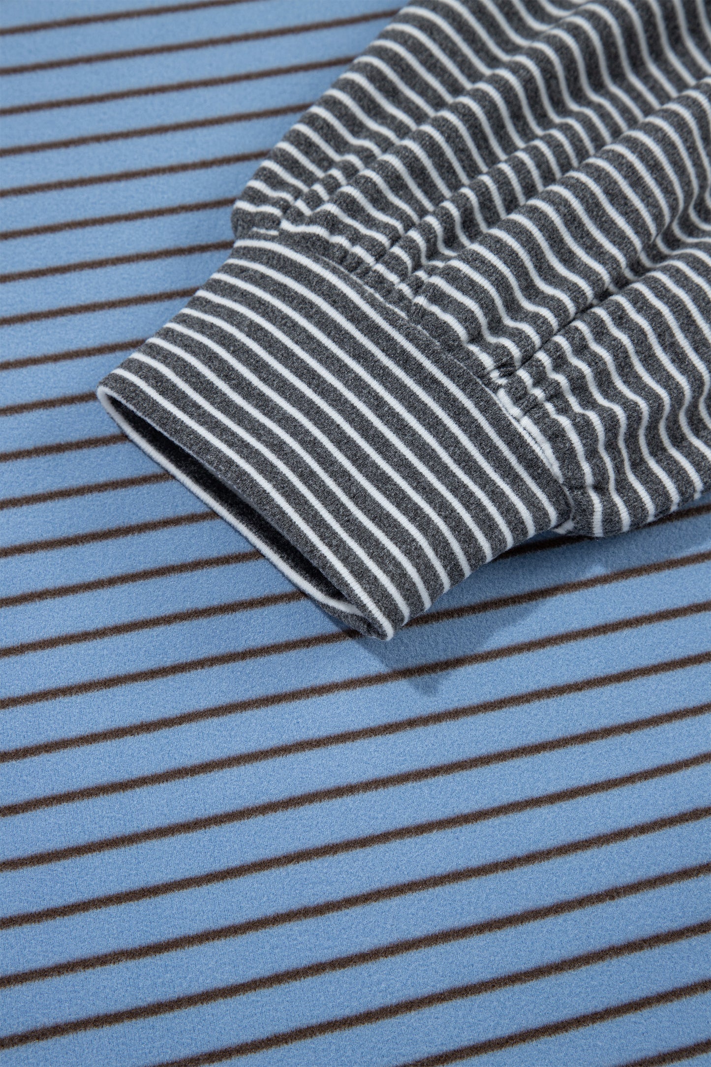 Sky Blue Stripe Color Block Contrast Long Sleeve Round Neck Casual Shift Pullover