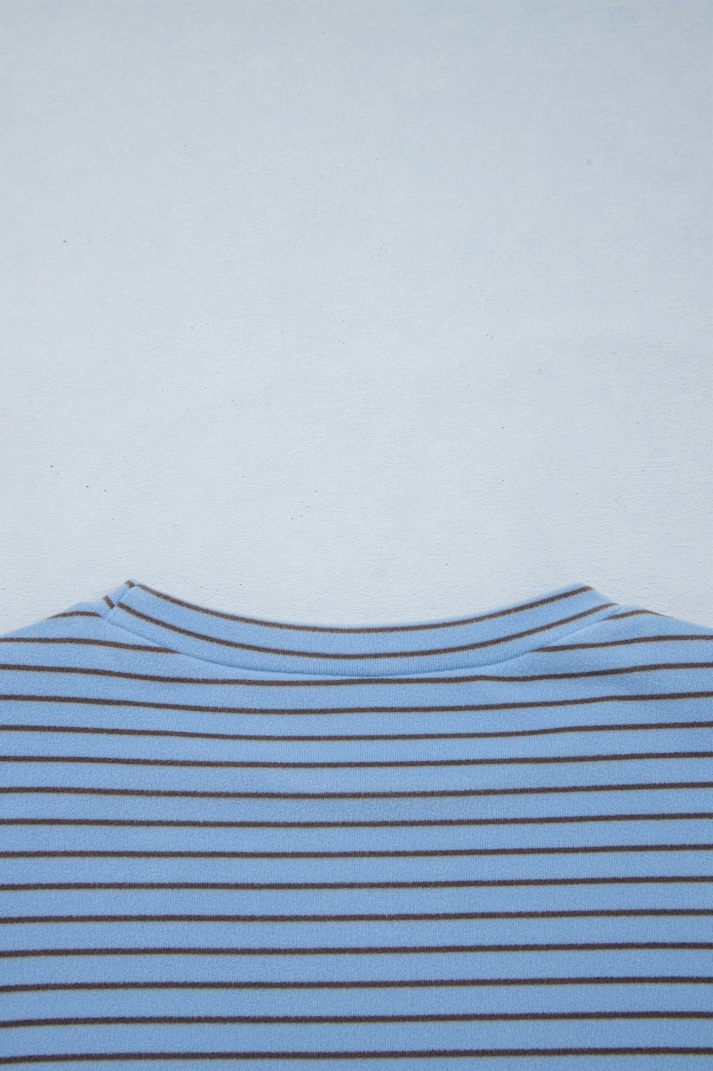 Sky Blue Stripe Color Block Contrast Long Sleeve Round Neck Casual Shift Pullover