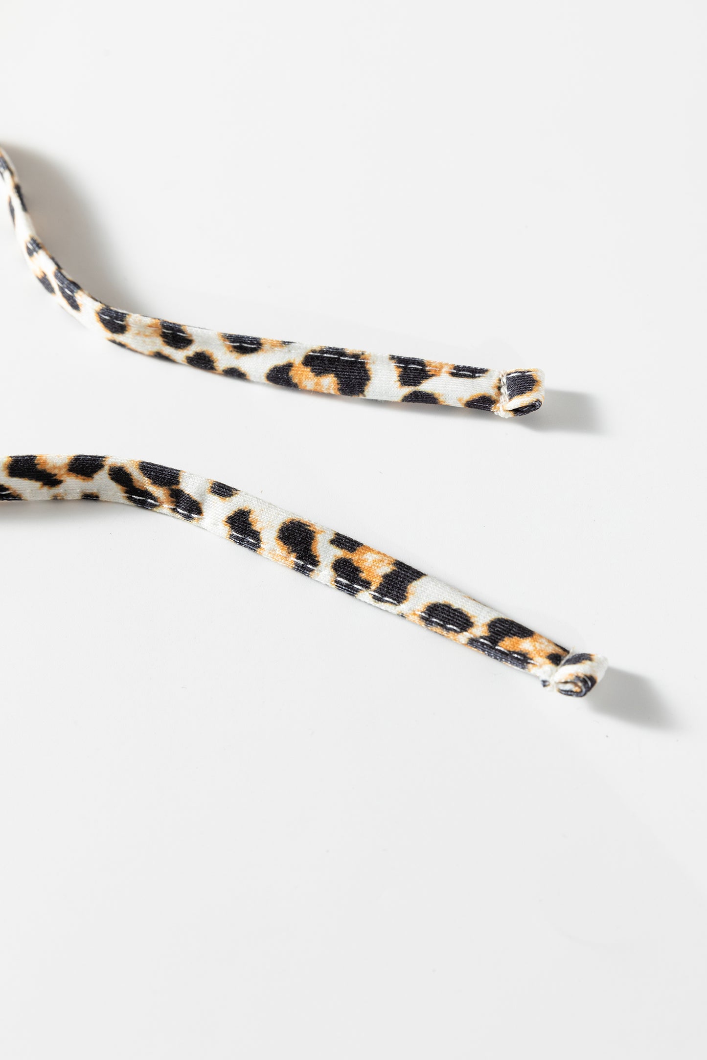 Black Elastic Cuffs Leopard Contrast Drawstring Hoodie